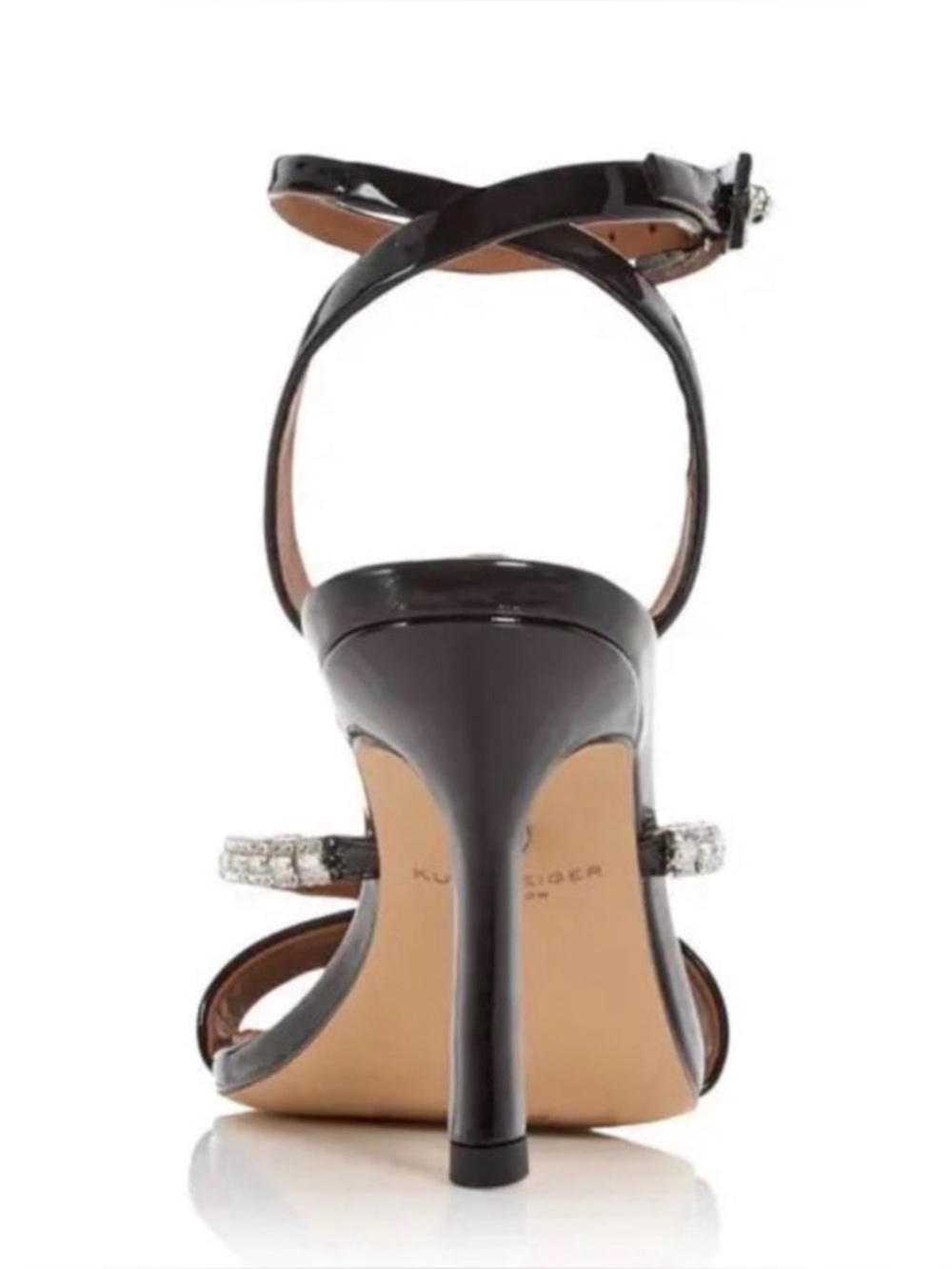 NIB [Kurt Geiger] Black Patent Crystal Strap Dress Sandals Women’s US 7.5 or 9 - Picture 10 of 11